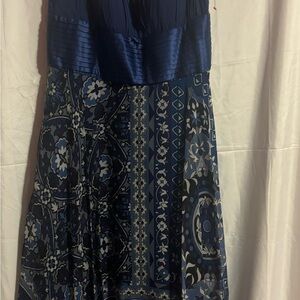Signature by Sangria Navy and White Maxi Dress